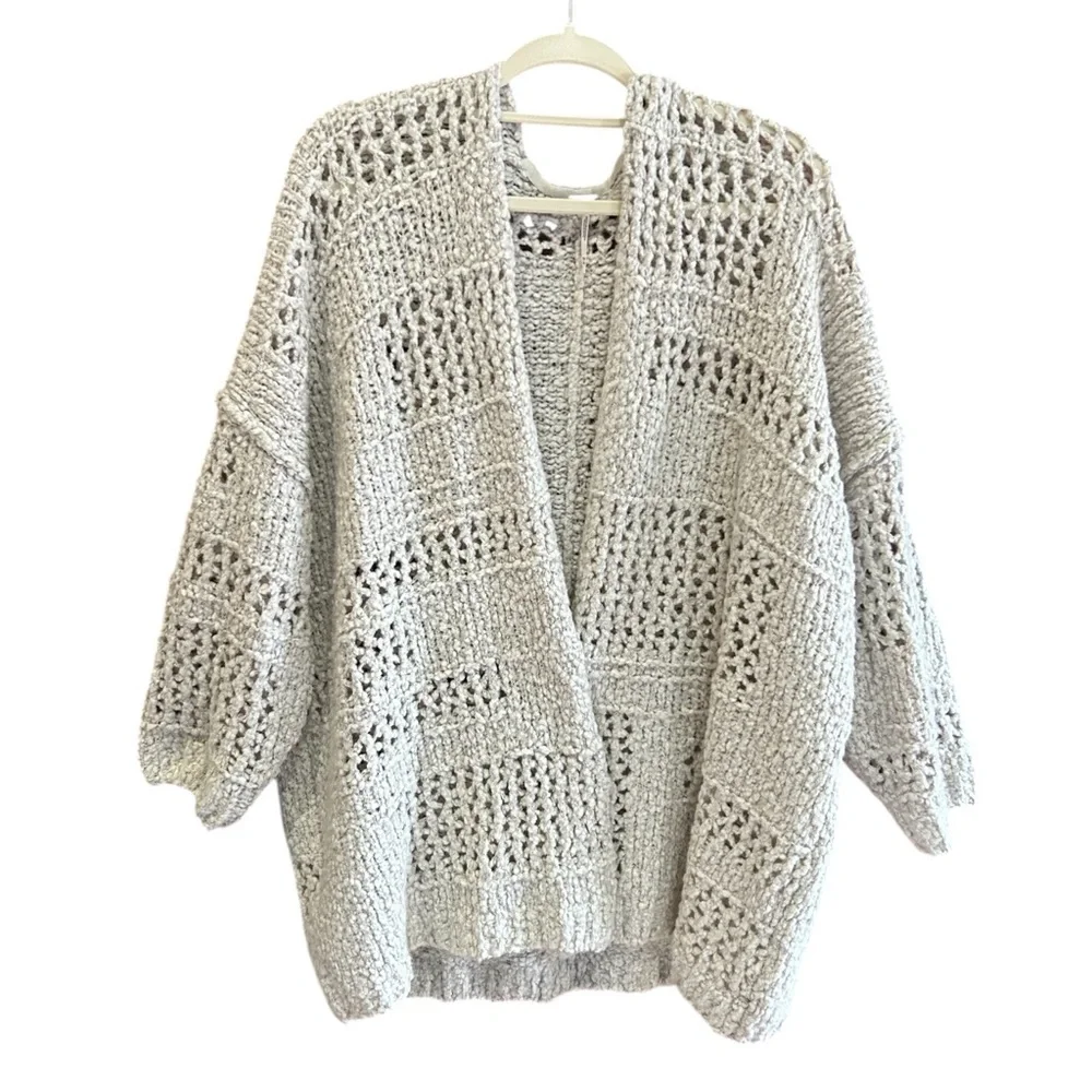 FREE PEOPLE Saturday Morning Knit Cardigan Sweater Cream Ivory Oversized XS-S - Picture 4 of 12
